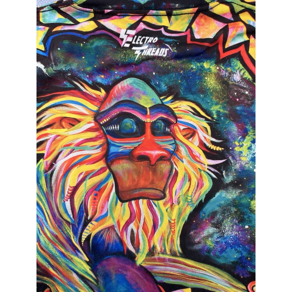 Electro Threads Rafiki Mandrill Hoodie Psychedelic Rave Large All Over Print - Picture 6 of 8